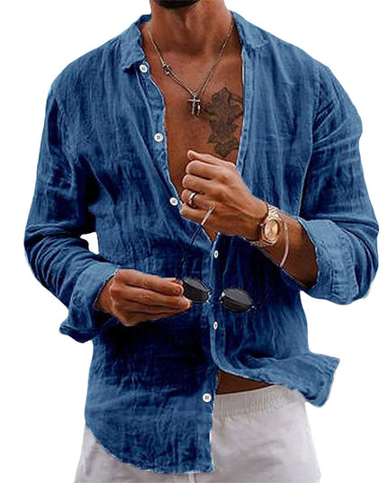 Anderson Classic Linen Shirt Navy Shirts