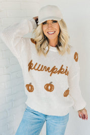 Oversize Knitted Jumper White Sweaters