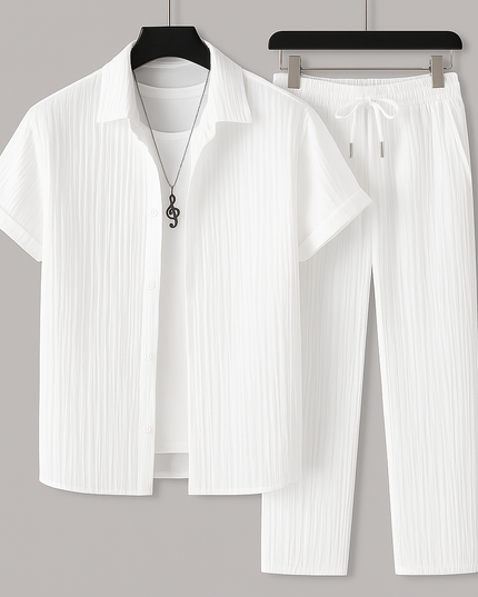 Cavari Relaxed Linen Set White Men Set