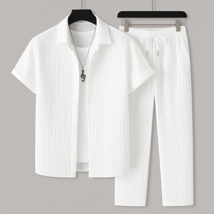 Cavari Relaxed Linen Set White Men Set