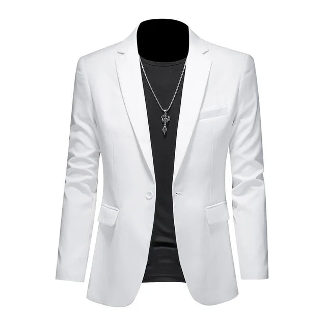 Men's Stylish Single-Breasted Blazer White Blazer