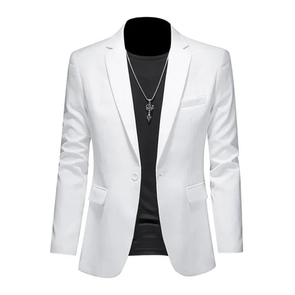Men's Stylish Single-Breasted Blazer White Blazer