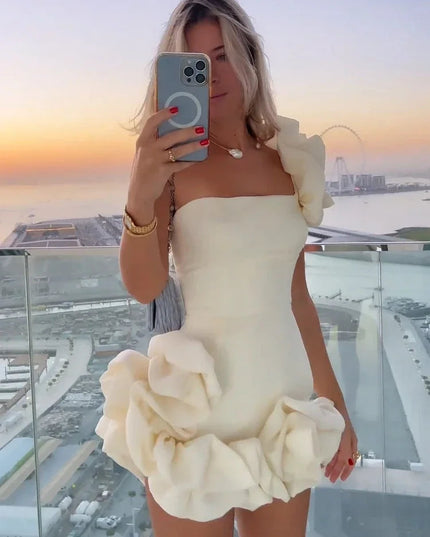 Arabella | Elegant Flower Mini Dress White Dresses