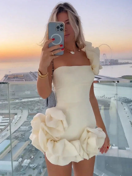 Arabella | Elegant Flower Mini Dress White Dresses