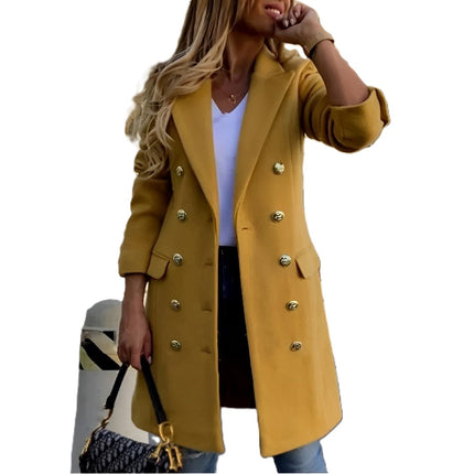 Women's Classic Long Trench Coat Yellow Long Trench Coat