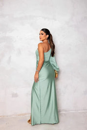 Elegant High‑Slit Satin Evening Dress Lenora Dresses