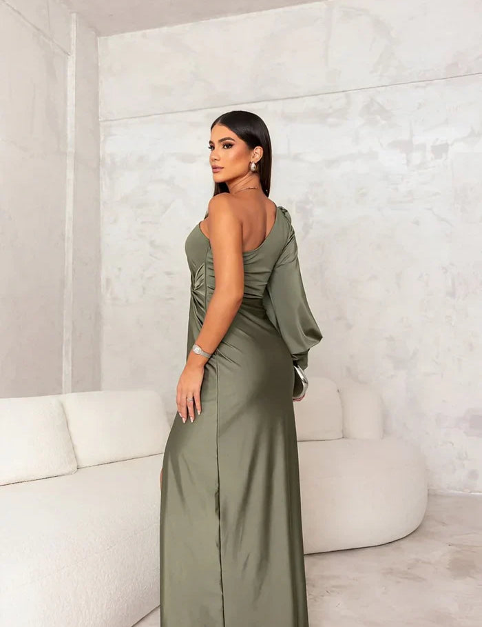 Elegant High‑Slit Satin Evening Dress Lenora Dresses