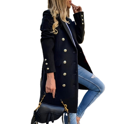 Women's Classic Long Trench Coat Black Long Trench Coat